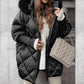 Manteau Parka Mi-long avec Manches Tricotées en Patchwork pour Femmes