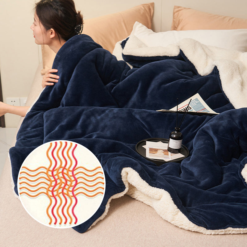 ❤️‍🔥Cadeau d'hiver🎁Couverture en peluche d'agneau épaisse double couche