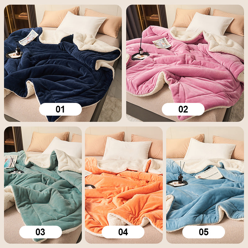 ❤️‍🔥Cadeau d'hiver🎁Couverture en peluche d'agneau épaisse double couche