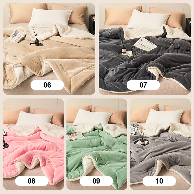 ❤️‍🔥Cadeau d'hiver🎁Couverture en peluche d'agneau épaisse double couche
