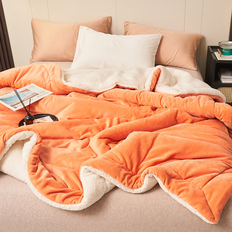 ❤️‍🔥Cadeau d'hiver🎁Couverture en peluche d'agneau épaisse double couche