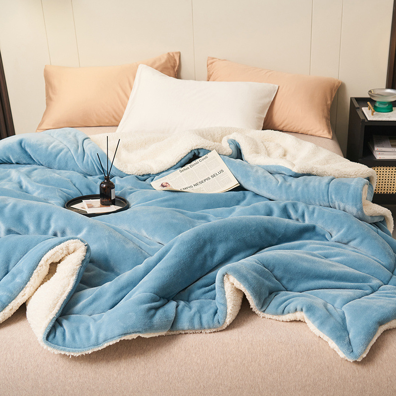 ❤️‍🔥Cadeau d'hiver🎁Couverture en peluche d'agneau épaisse double couche