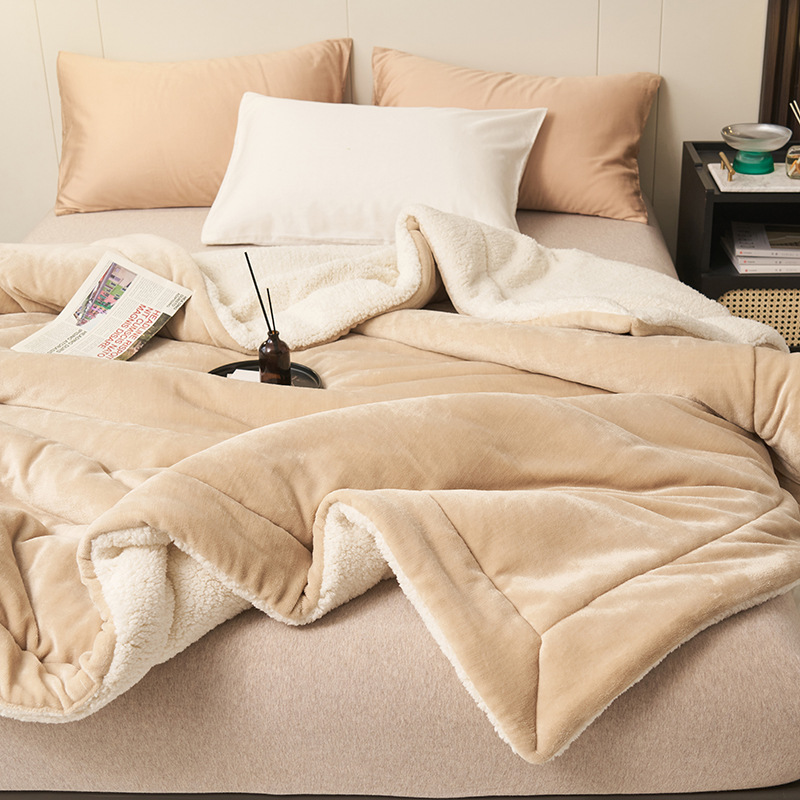 ❤️‍🔥Cadeau d'hiver🎁Couverture en peluche d'agneau épaisse double couche