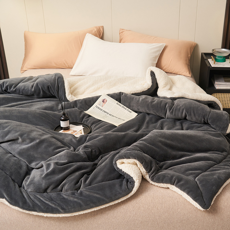 ❤️‍🔥Cadeau d'hiver🎁Couverture en peluche d'agneau épaisse double couche