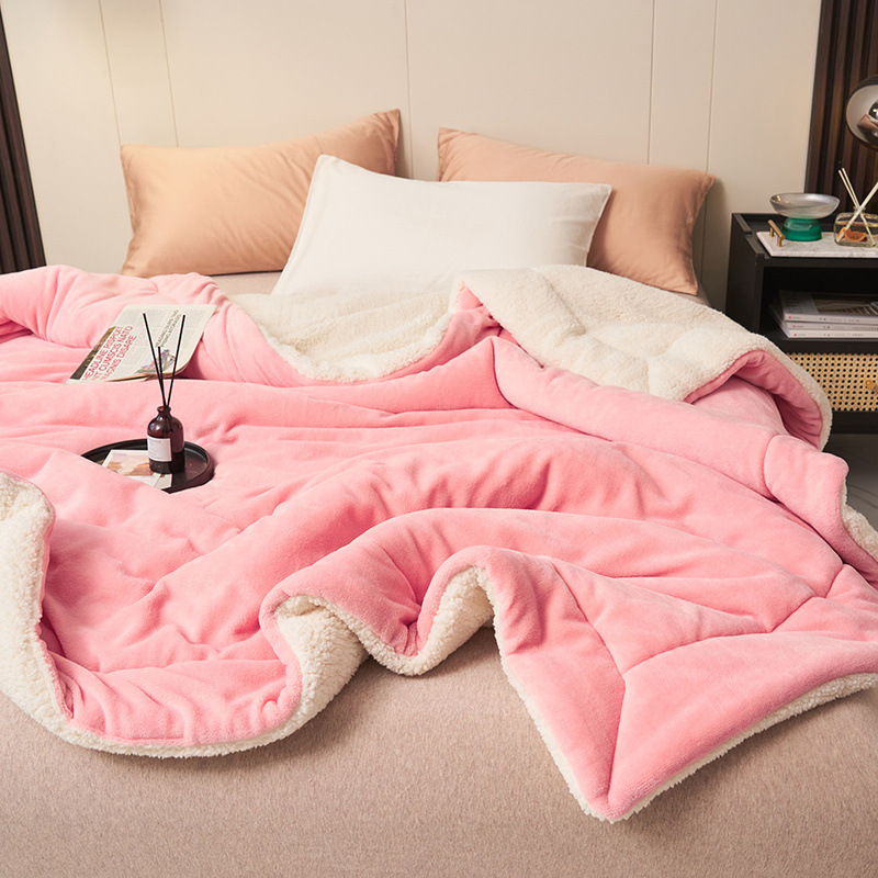 ❤️‍🔥Cadeau d'hiver🎁Couverture en peluche d'agneau épaisse double couche