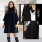 Robe Noire Plissée Élégante avec Manches Lanternes pour Femmes