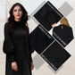 Robe Noire Plissée Élégante avec Manches Lanternes pour Femmes
