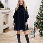 Robe Noire Plissée Élégante avec Manches Lanternes pour Femmes