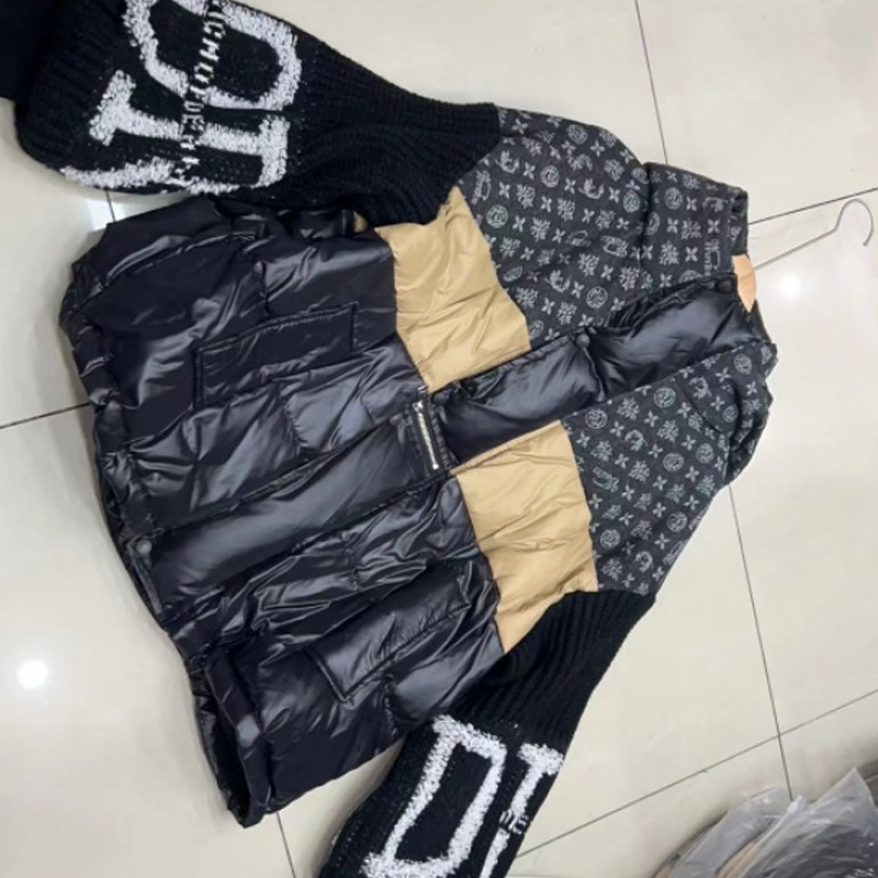🔥Pré-réchauffement hivernal - Remises énormes🔥Blouson bouffant à capuche à manches en tricot patchwork pour femme
