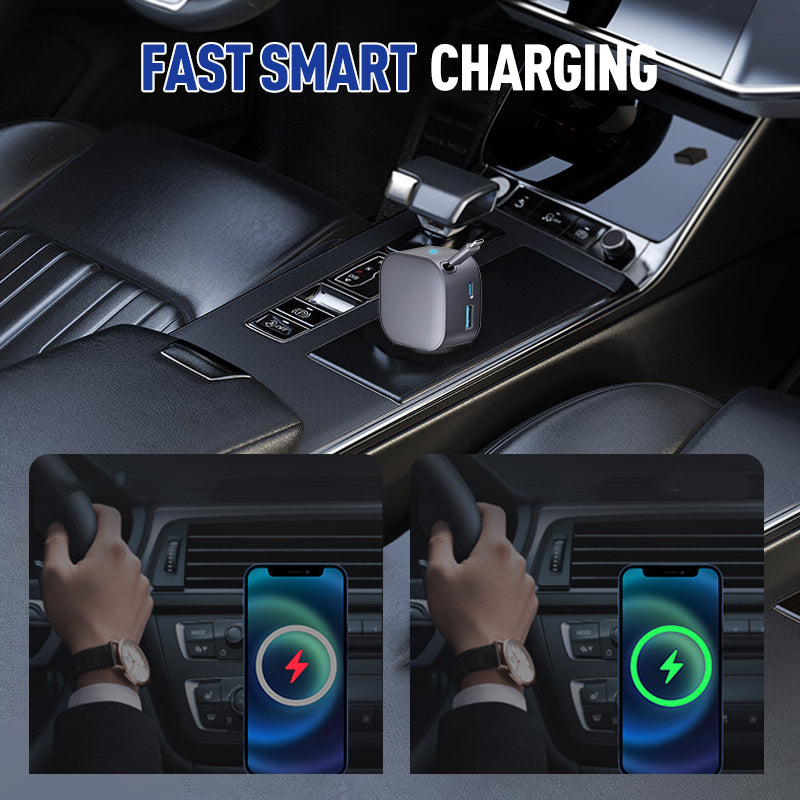 Chargeur de Voiture Compact à Câble Rétractable