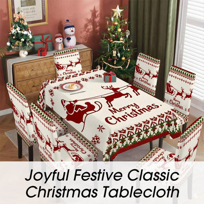 🔥50% DE RÉDUCTION✨Nappe de Noël Classique🎄Motifs Festifs Variés, Tissu Polyester Résistant aux Taches, Tailles Adaptées à Toutes les Tables🍽️