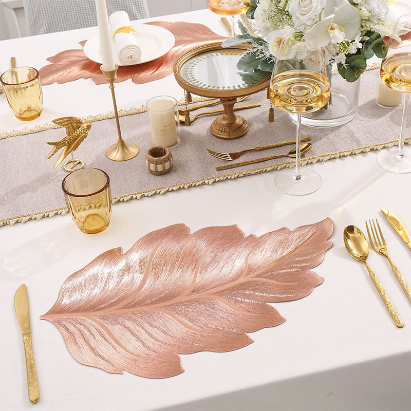 Set de table de salle à manger 3D feuille d'or résistant à la chaleur