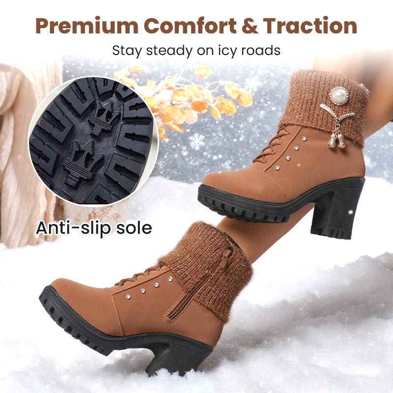 Bottines Femme à Talon Épais - Chaudes et Douillettes