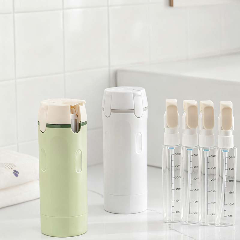 🧳Flacons distributeurs rechargeables 4 en 1 pour le voyage – Compact, étanche & ultra-pratique ✈️🧴