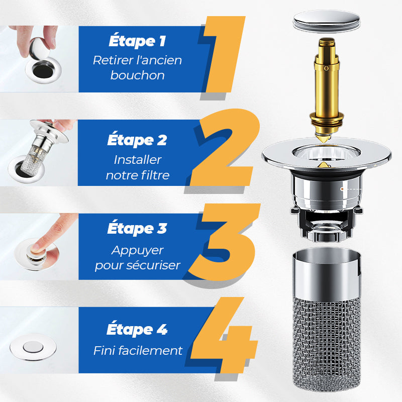 🚰 ACHETEZ 1, OFFERT 1 ! 🎉 Filtre Universel d‘Évier – Anti-Bouchon, Facile à Nettoyer & Installation Rapide 🛁📦