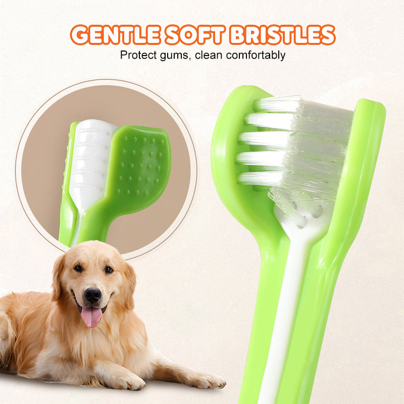 🐾 Brosse à dents pour animaux à poils doux – 3 faces (1 achetée = 1 offerte)