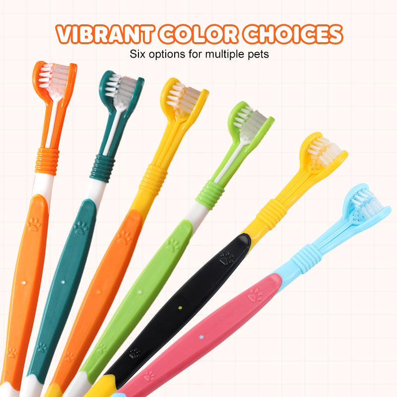 🐾 Brosse à dents pour animaux à poils doux – 3 faces (1 achetée = 1 offerte)