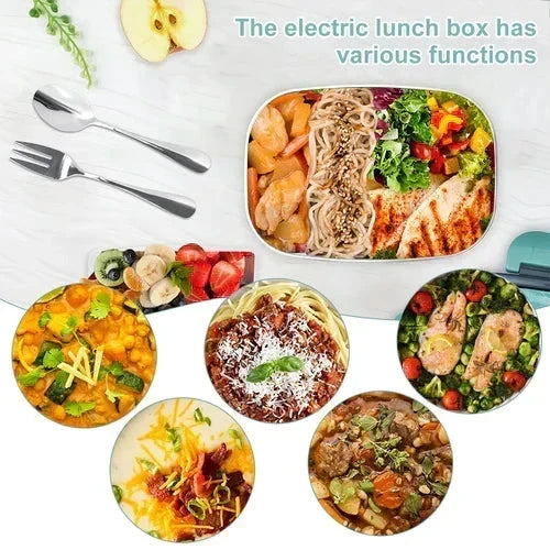 🍱 50% DE RÉDUCTION ! ⚡ Ensemble Boîte à Lunch 2-en-1 – Acier Inoxydable & Plastique – 60W Double Tension & 1,5L for Repas Chauds