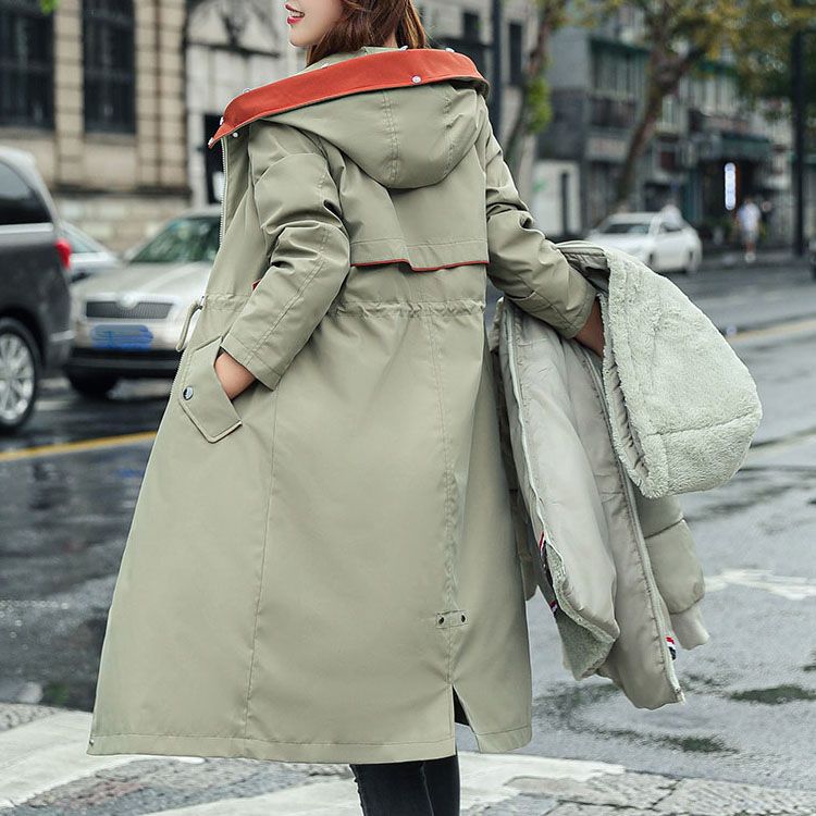 Manteau Parka d'Hiver Décontracté à Capuche et Col en Fourrure pour Femmes