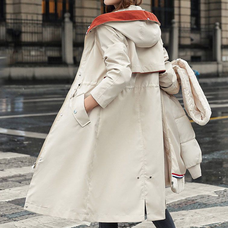 Manteau Parka d'Hiver Décontracté à Capuche et Col en Fourrure pour Femmes