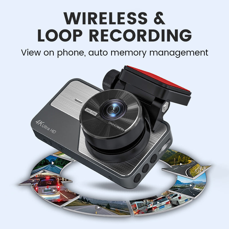 Dash Cam 4K Ultra HD - Vision Nocturne, Wi-Fi & Enregistrement en Boucle