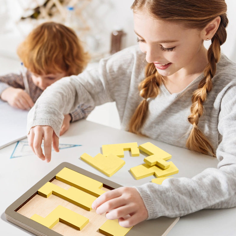 🧩50% DE RÉDUCTION✨Puzzle Tangram en Bois🔷7 Formes Géométriques Classiques pour Développer la Créativité et la Logique des Enfants🔺