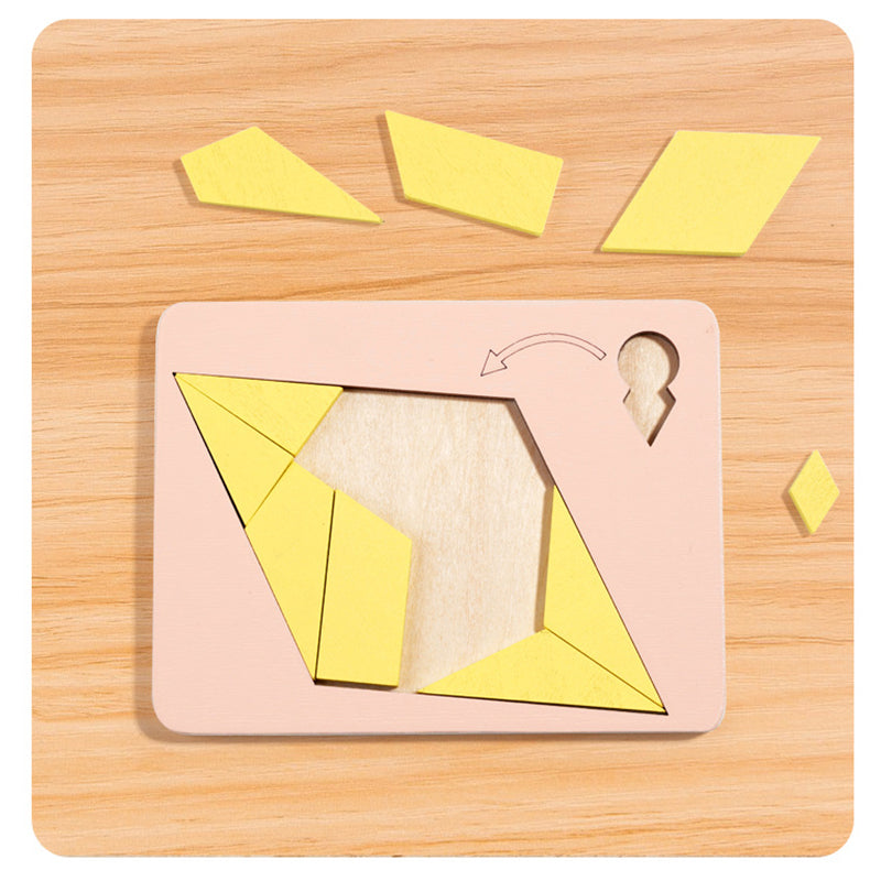 🧩50% DE RÉDUCTION✨Puzzle Tangram en Bois🔷7 Formes Géométriques Classiques pour Développer la Créativité et la Logique des Enfants🔺