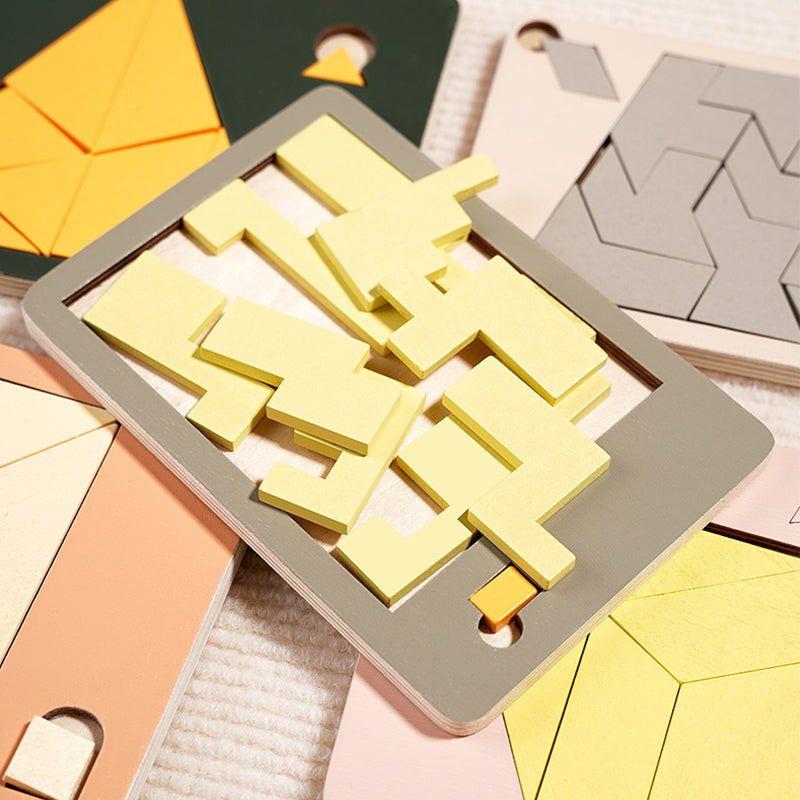 🧩50% DE RÉDUCTION✨Puzzle Tangram en Bois🔷7 Formes Géométriques Classiques pour Développer la Créativité et la Logique des Enfants🔺