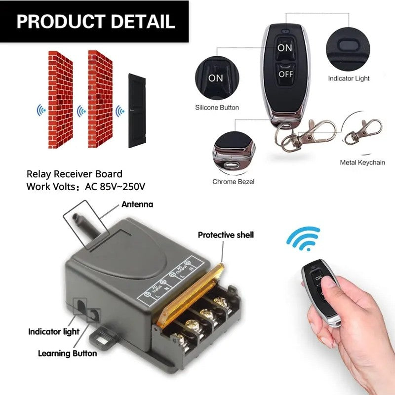 Kit interrupteur et récepteur de télécommande sans fil, sans câblage