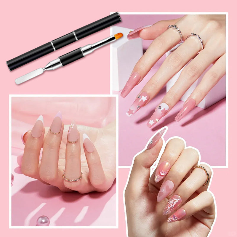 Pinceau à double extrémité pour nail art avec spatule