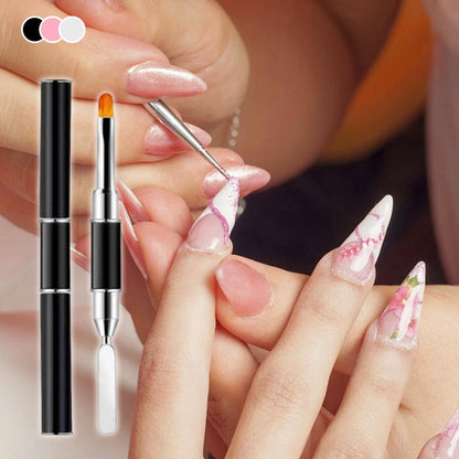 Pinceau à double extrémité pour nail art avec spatule