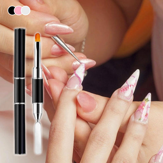 Pinceau à double extrémité pour nail art avec spatule