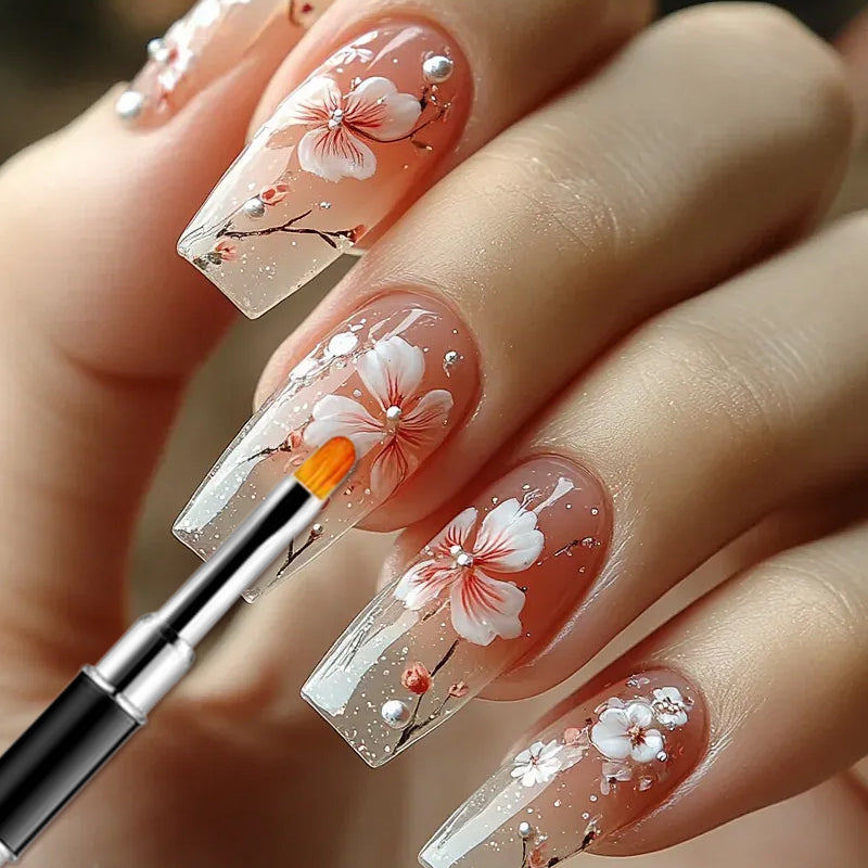 Pinceau à double extrémité pour nail art avec spatule