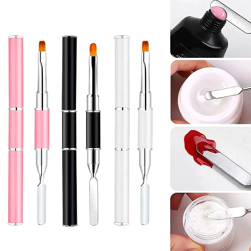 Pinceau à double extrémité pour nail art avec spatule