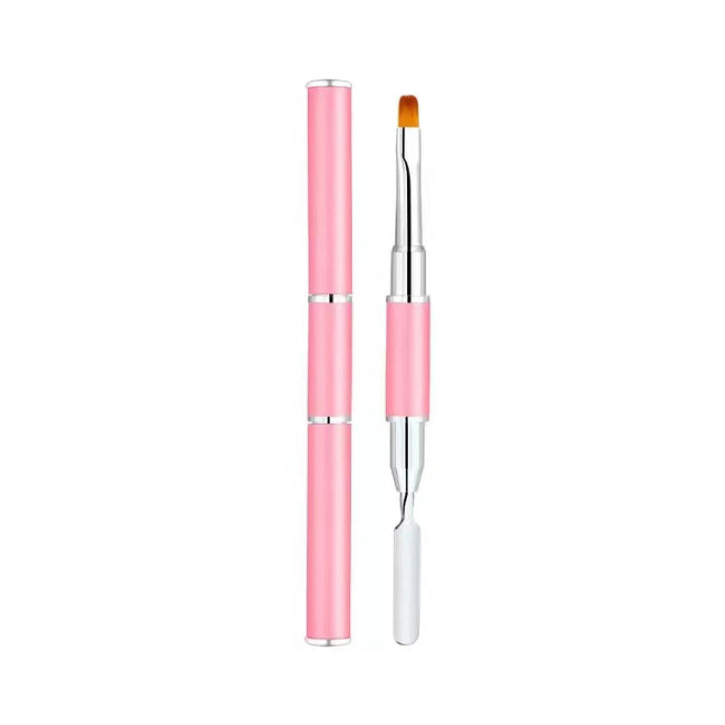 Pinceau à double extrémité pour nail art avec spatule