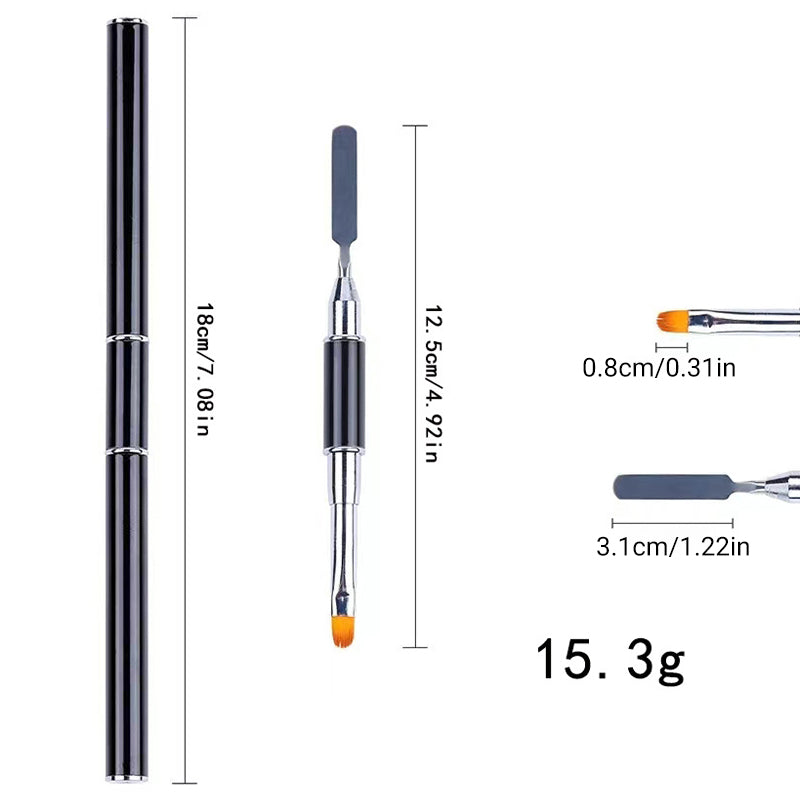 Pinceau à double extrémité pour nail art avec spatule