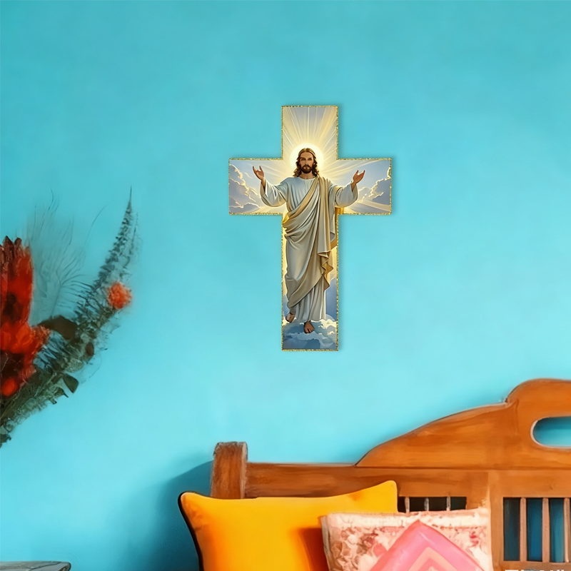 ✝️50% DE RÉDUCTION!✨Décoration Murale Rétro Croix de Jésus - Design Vintage en Bois avec Symbole de Foi pour un Style Spirituel et Élégant 🕊️