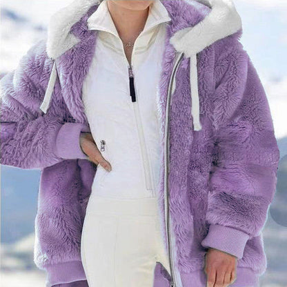 🧥Veste à Capuche en Polaire❄️Doublure Intérieure en Sherpa Chaud avec Poche Cachée pour Affronter l'Hiver🎁