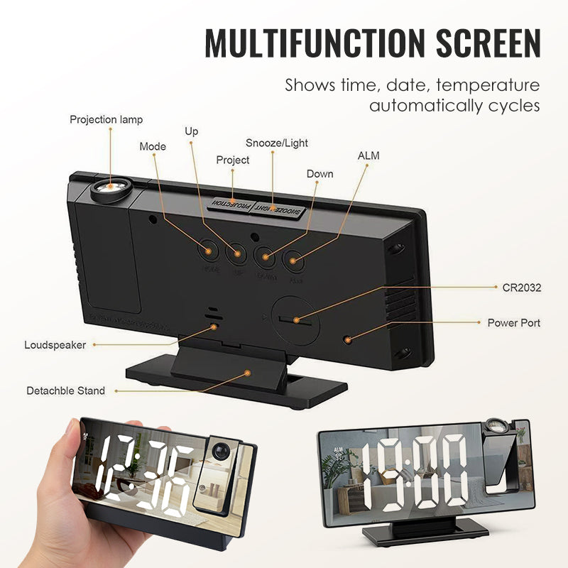 ⏳Offre spéciale à durée limitée⏰Réveil à projection LED sur miroir🕰️