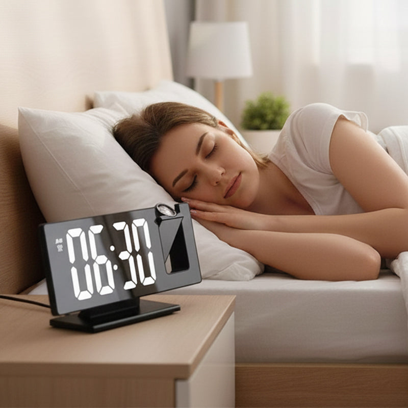 ⏳Offre spéciale à durée limitée⏰Réveil à projection LED sur miroir🕰️