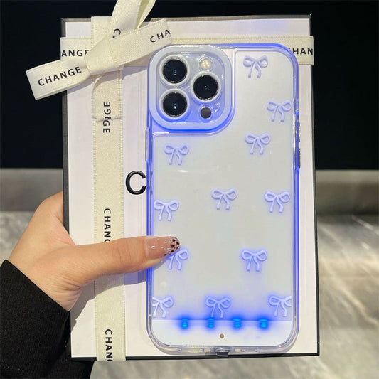 📱 50% DE RÉDUCTION ! ✨ Coque Téléphone LED Best-Seller – Notifications Lumineuses, Design Nœud Papillon & TPU Souple – Antichoc, Découpes Précises – Compatible iPhone – Blanc et Rose 💡🎀