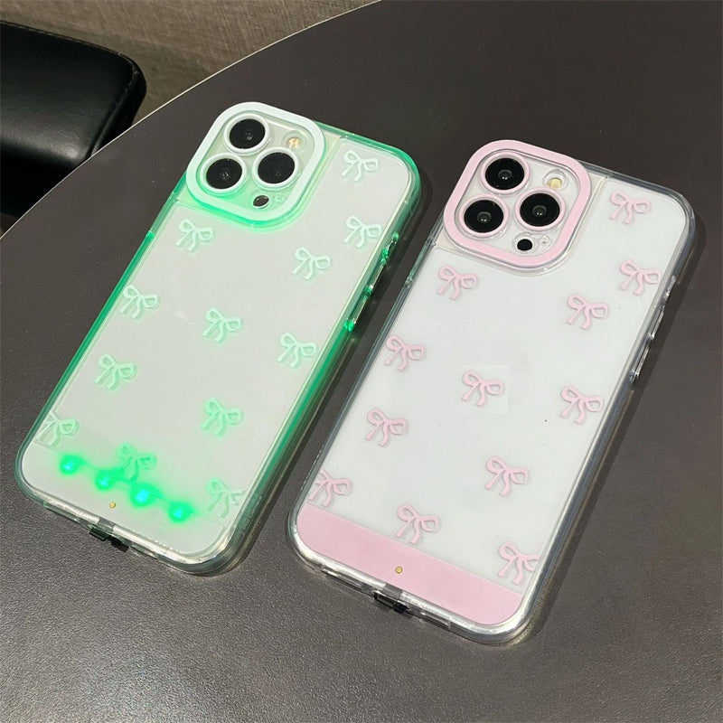 📱 50% DE RÉDUCTION ! ✨ Coque Téléphone LED Best-Seller – Notifications Lumineuses, Design Nœud Papillon & TPU Souple – Antichoc, Découpes Précises – Compatible iPhone – Blanc et Rose 💡🎀