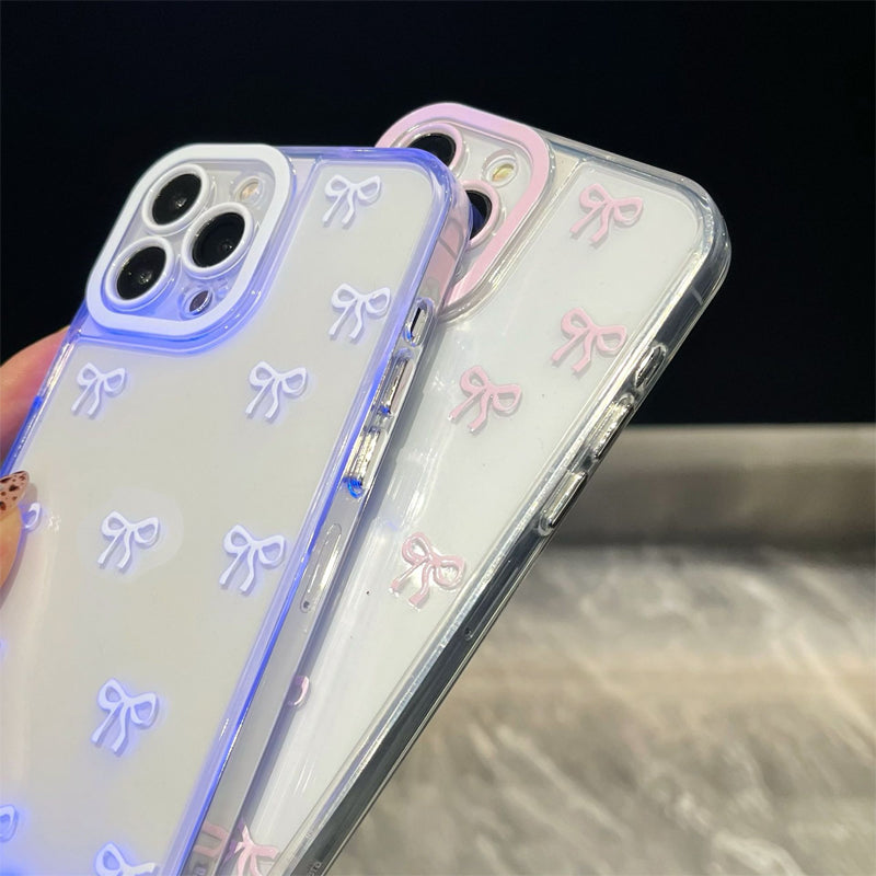 📱 50% DE RÉDUCTION ! ✨ Coque Téléphone LED Best-Seller – Notifications Lumineuses, Design Nœud Papillon & TPU Souple – Antichoc, Découpes Précises – Compatible iPhone – Blanc et Rose 💡🎀
