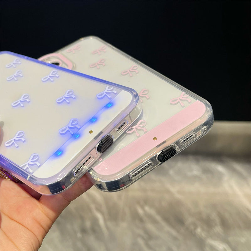 📱 50% DE RÉDUCTION ! ✨ Coque Téléphone LED Best-Seller – Notifications Lumineuses, Design Nœud Papillon & TPU Souple – Antichoc, Découpes Précises – Compatible iPhone – Blanc et Rose 💡🎀
