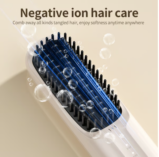 Peigne à Lisser les Cheveux Sans Fil à Ions Négatifs USB