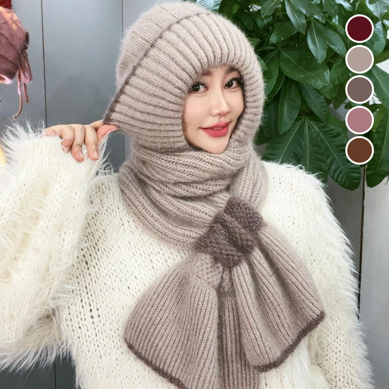 🔥50% DE RÉDUCTION✨Cache-Col Intégré Bonnet pour Femme❄️Protection Oreilles, Conception Anti-Vent, Chaud et Élégant pour Sports d'Hiver👩