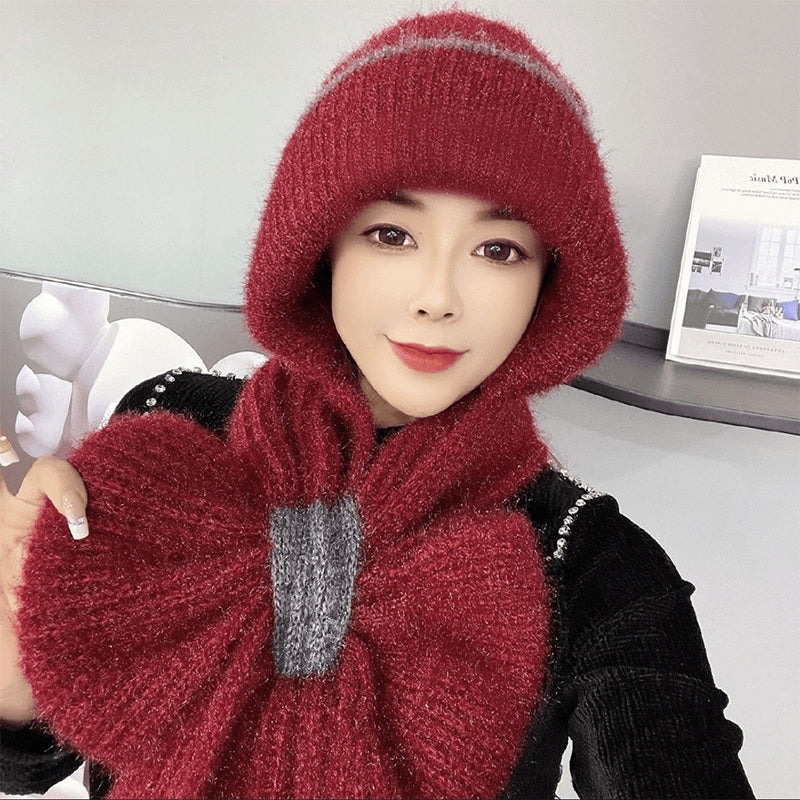 🔥50% DE RÉDUCTION✨Cache-Col Intégré Bonnet pour Femme❄️Protection Oreilles, Conception Anti-Vent, Chaud et Élégant pour Sports d'Hiver👩