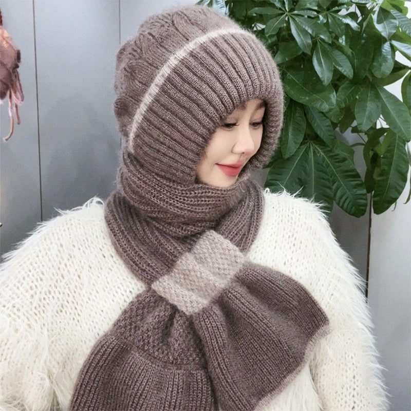 🔥50% DE RÉDUCTION✨Cache-Col Intégré Bonnet pour Femme❄️Protection Oreilles, Conception Anti-Vent, Chaud et Élégant pour Sports d'Hiver👩