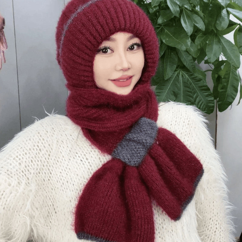 🔥50% DE RÉDUCTION✨Cache-Col Intégré Bonnet pour Femme❄️Protection Oreilles, Conception Anti-Vent, Chaud et Élégant pour Sports d'Hiver👩