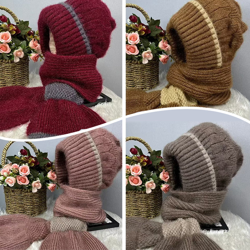 🔥50% DE RÉDUCTION✨Cache-Col Intégré Bonnet pour Femme❄️Protection Oreilles, Conception Anti-Vent, Chaud et Élégant pour Sports d'Hiver👩